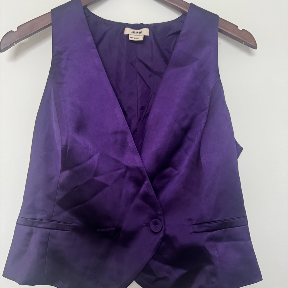Jason Wu Purple Satin Vest with Wrap Front